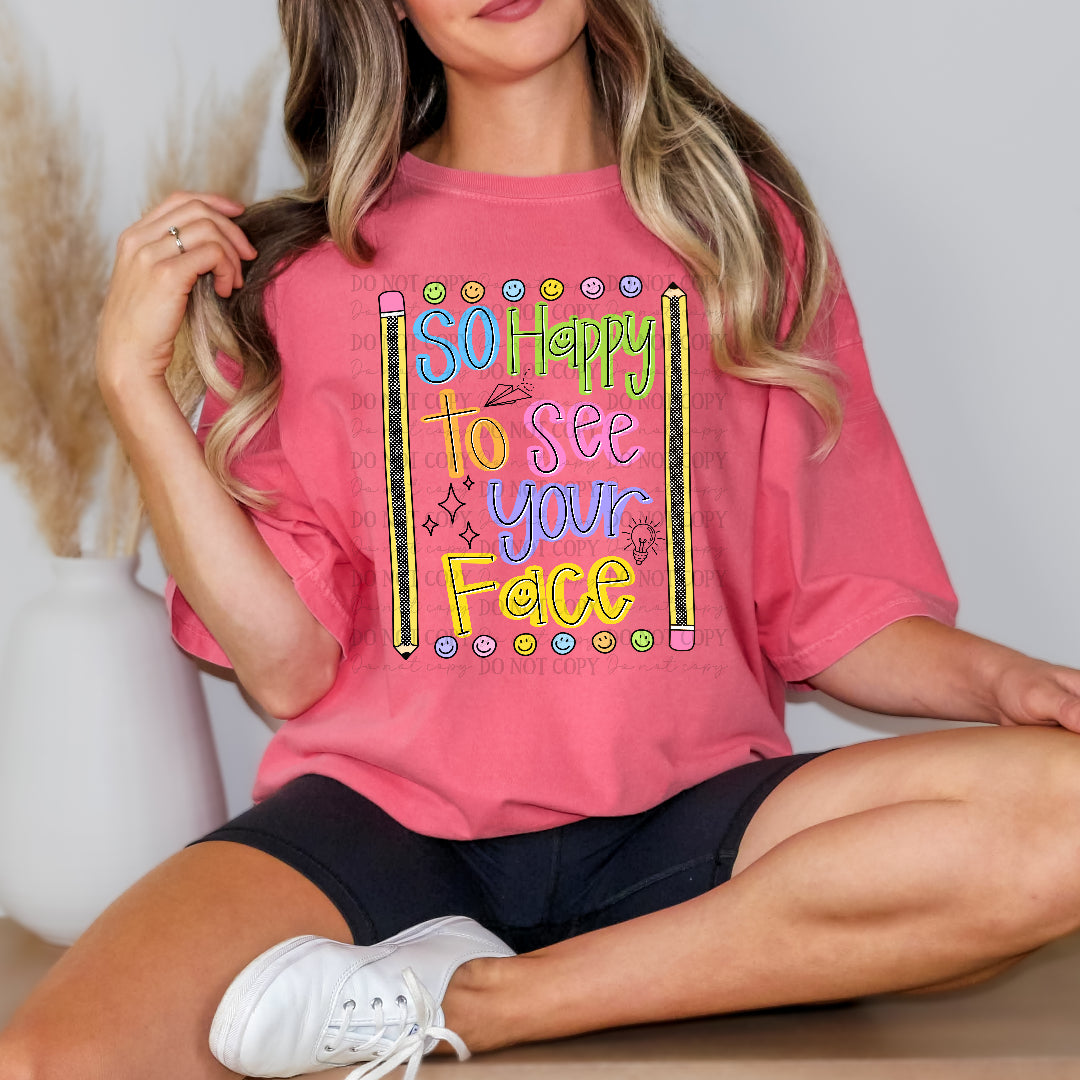 So happy to see your face doodles BLACK (Crafti) DTF Transfer