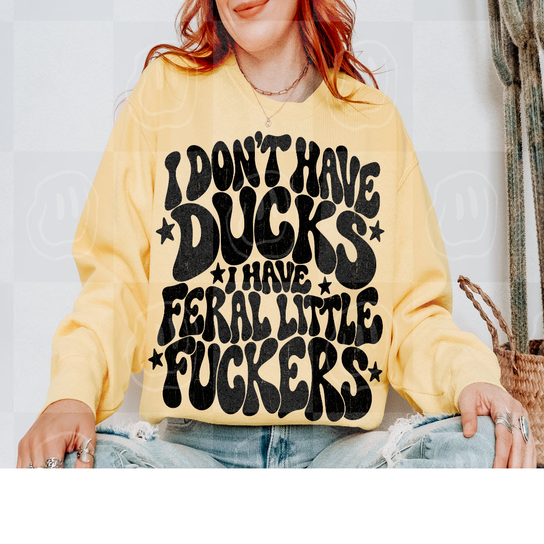 I don't have ducks i have feral little fuckers (unhinged) DTF Transfer