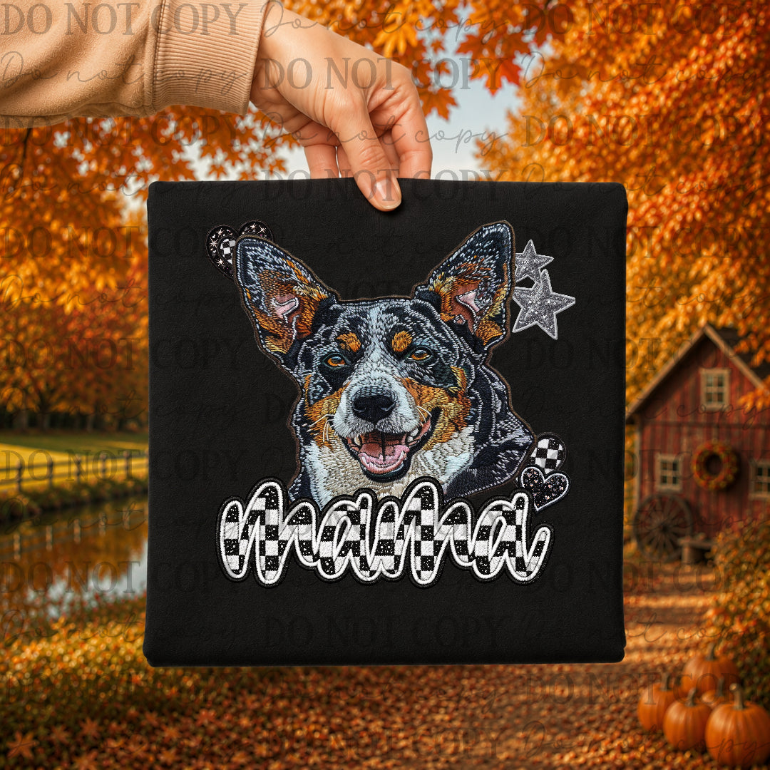 Corgi dog mama with checkered and stars (DKDBK) DTF Transfer