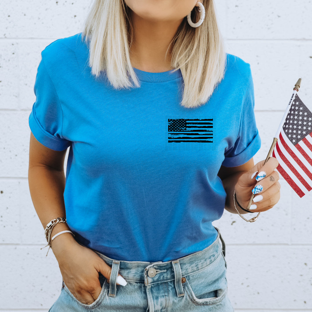 Freedom BLACK distressed (POCKET ONLY) (Kai) DTF Transfer