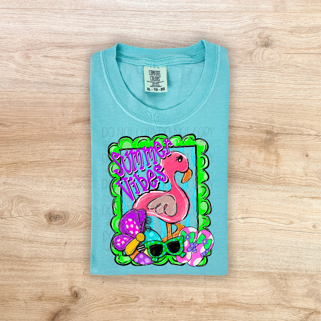 Summer vibes flamingo (Texasgal) DTF Transfer