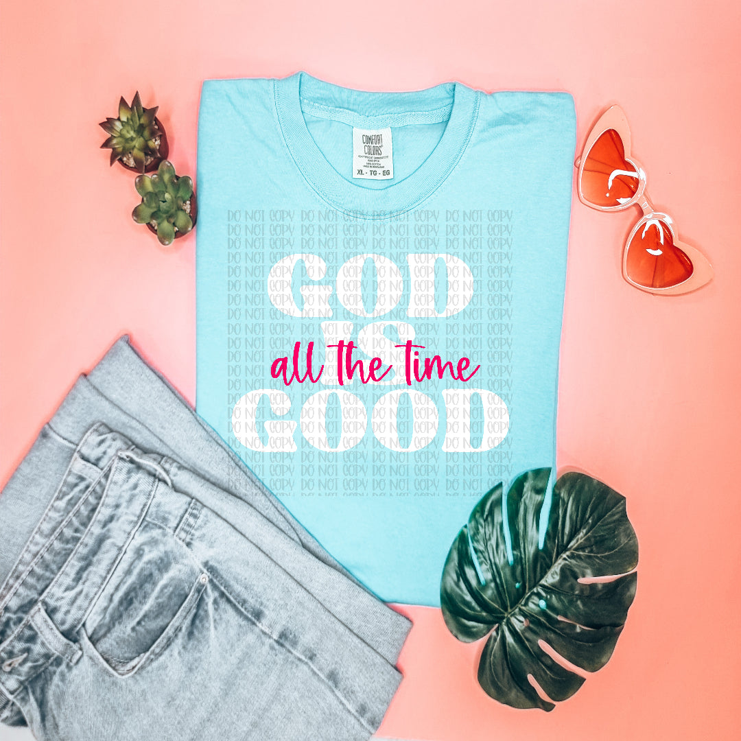 God is good pink and white (c's) DTF Transfer