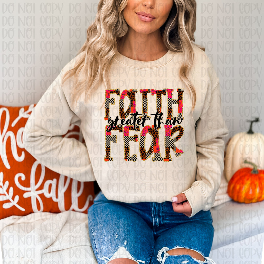 Faith over fear red and checkered (Vehement) DTF Transfer