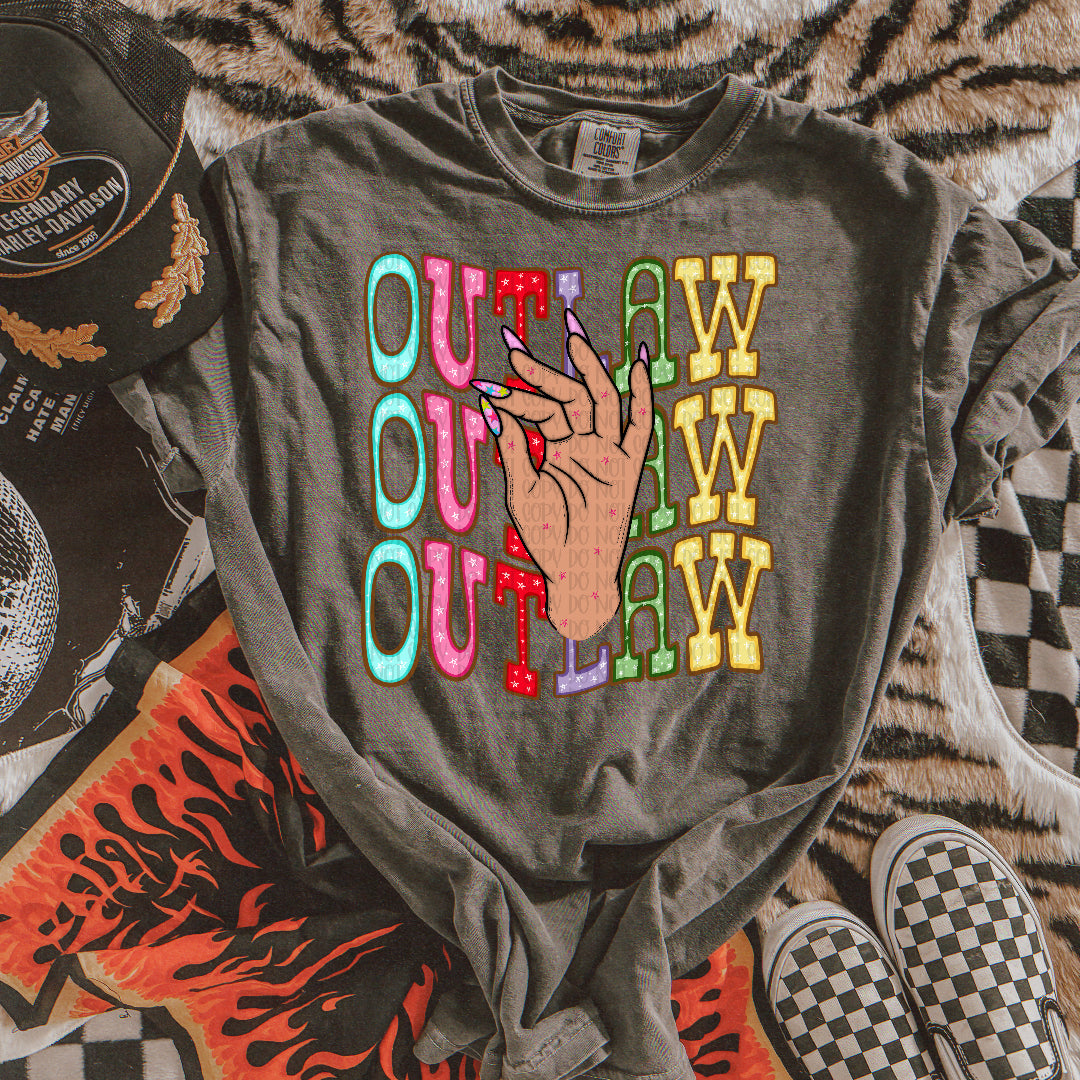 Outlaw colorful stacked (JBD) DTF Transfer