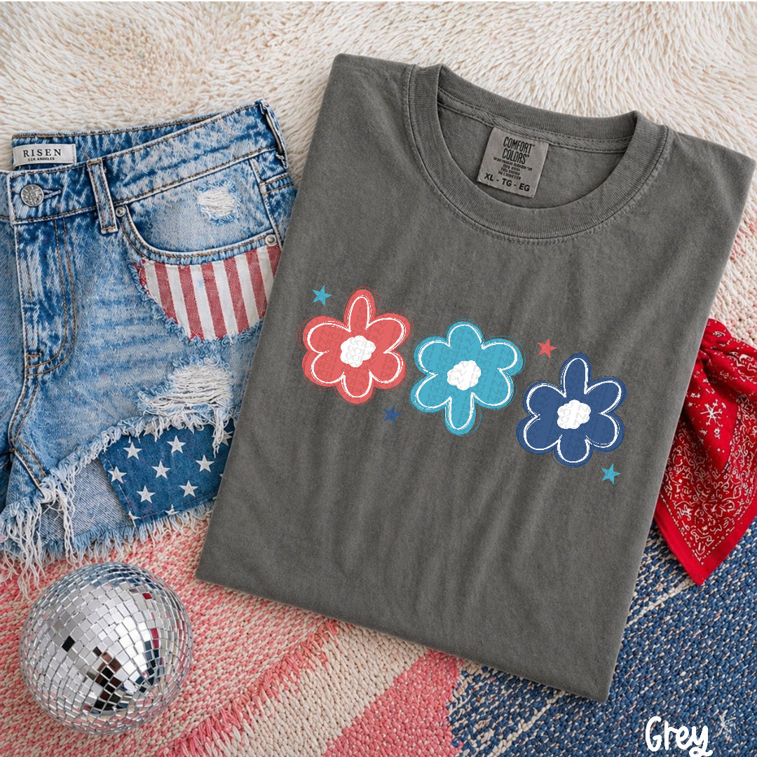 Hand drawn patriotic flowers (Scarlow) DTF Transfer