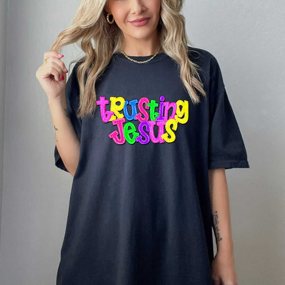 Trusting Jesus neon (Texasgal) DTF Transfer