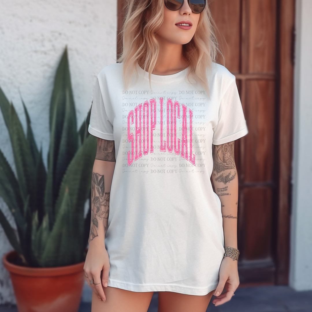 Shop local arched pink distressed (Scarlow) DTF Transfer