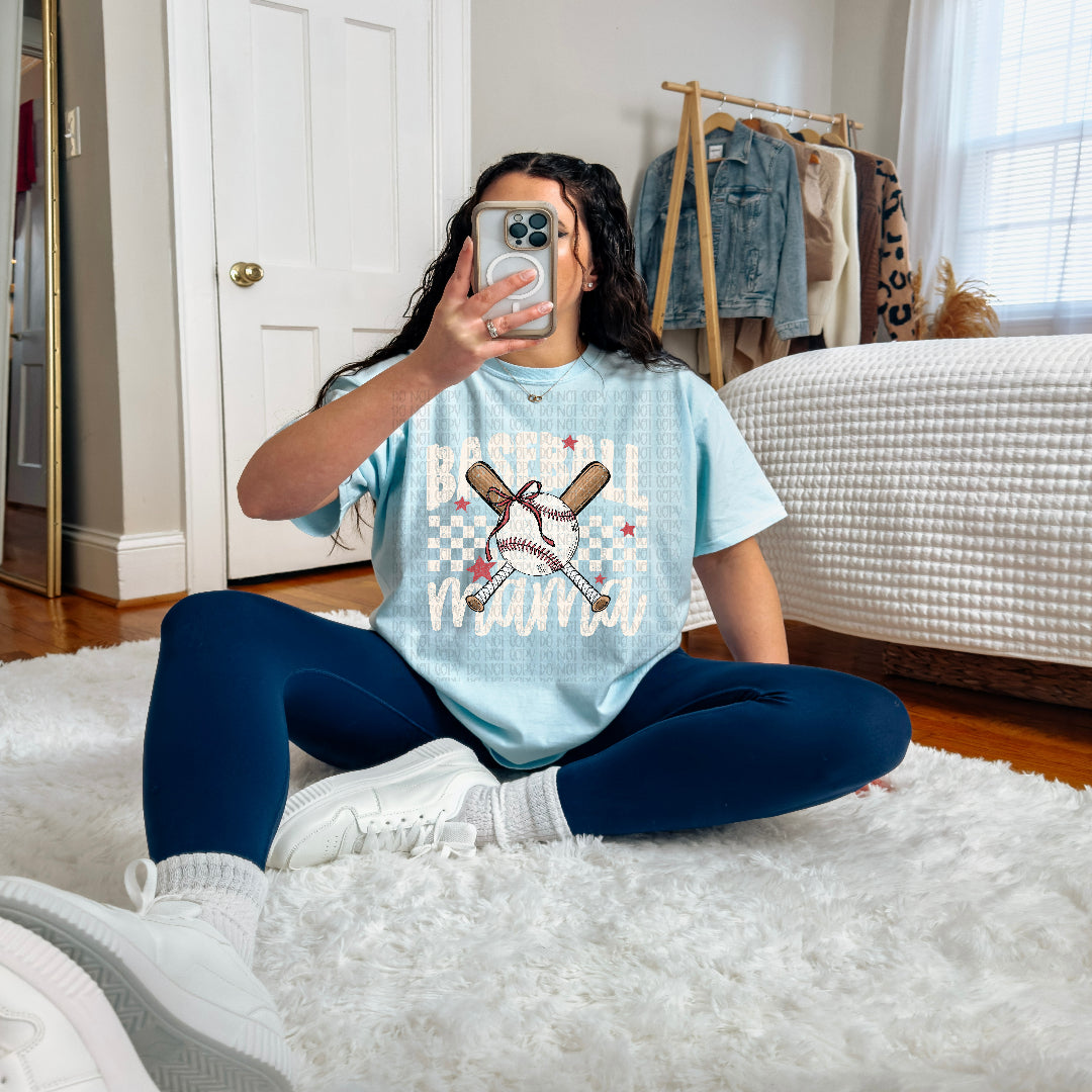 Baseball mama white font (Scarlow) DTF Transfer