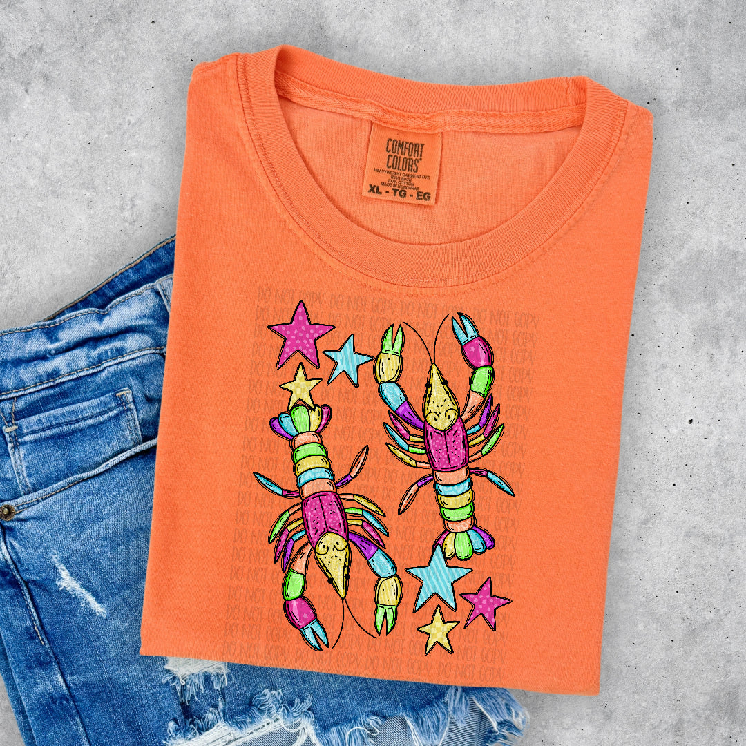 Colorful crawfish with stars (Carter) DTF Transfer