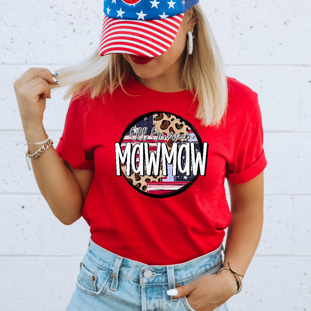 All American mawmaw leopard circle (OHDD) DTF Transfer