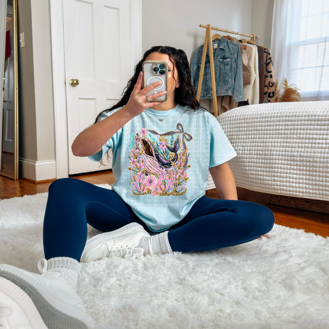 Whale with florals (SSD) DTF Transfer