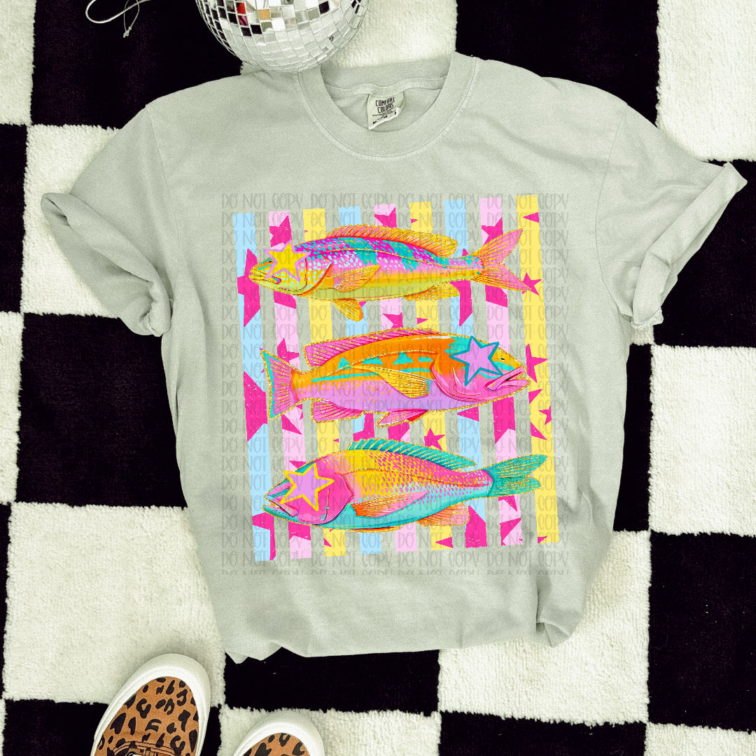 Colorful fish stacked (Carter) DTF Transfer
