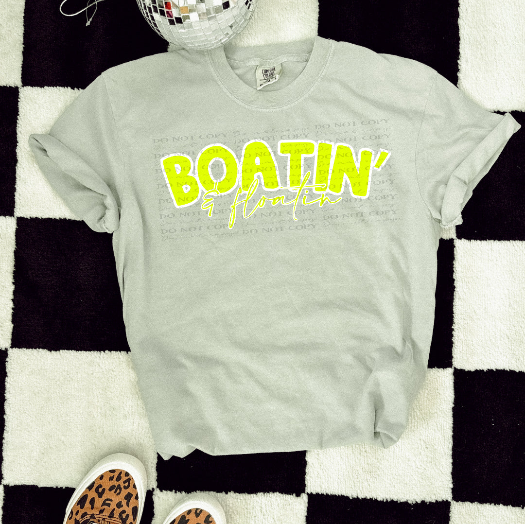 Boatin & floatin arched NEON YELLOW (Wildflower) DTF Transfer