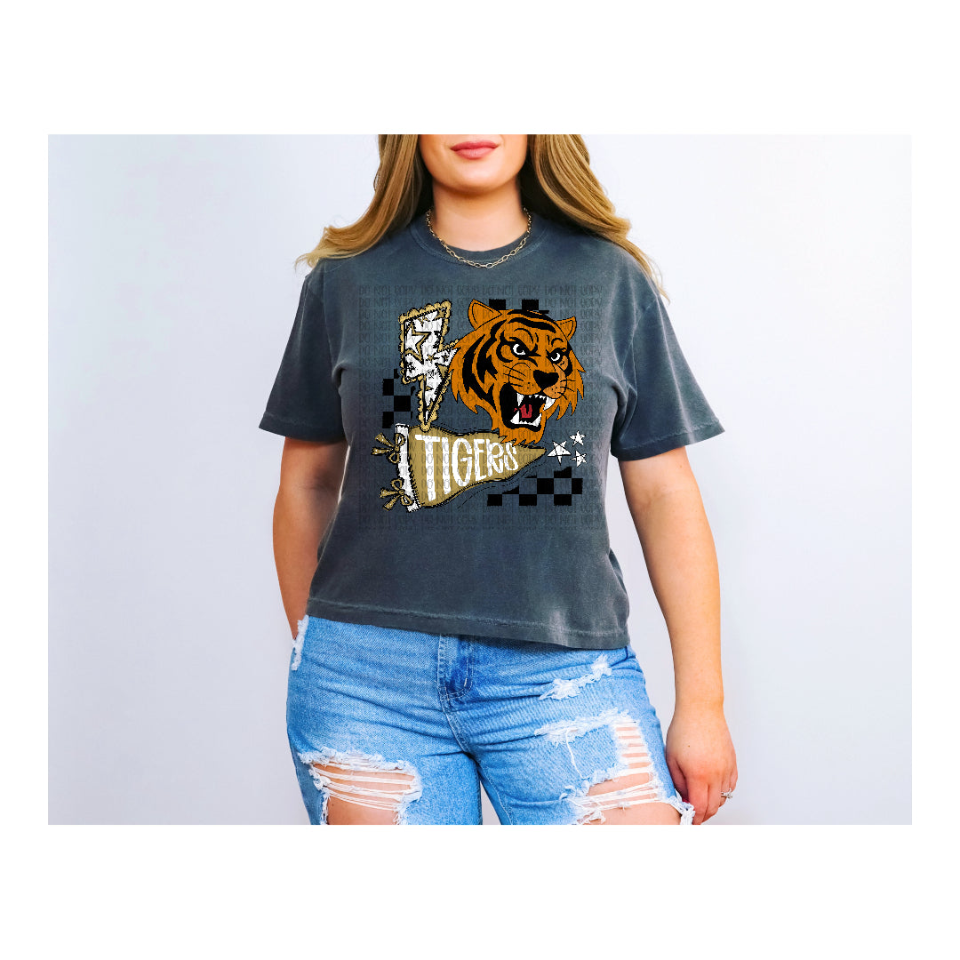 Tigers lightning bolt mascot flag (OHDD) DTF Transfer