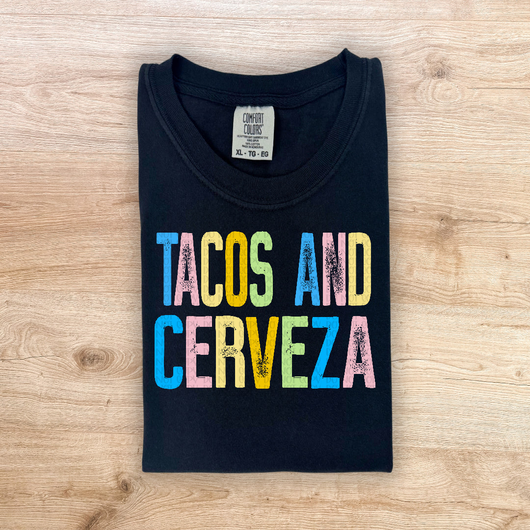Tacos and cerveza colorful grunge (Crafti) DTF Transfer