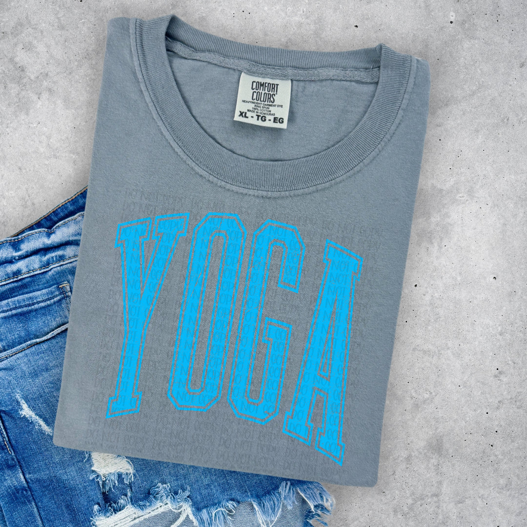 Yoga varsity arched BLUE (Scarlow) DTF Transfer