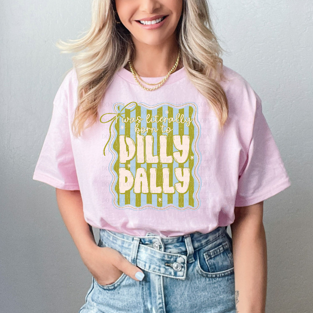 Literally born to dilly dally green bow frame (Scarlow) DTF Transfer