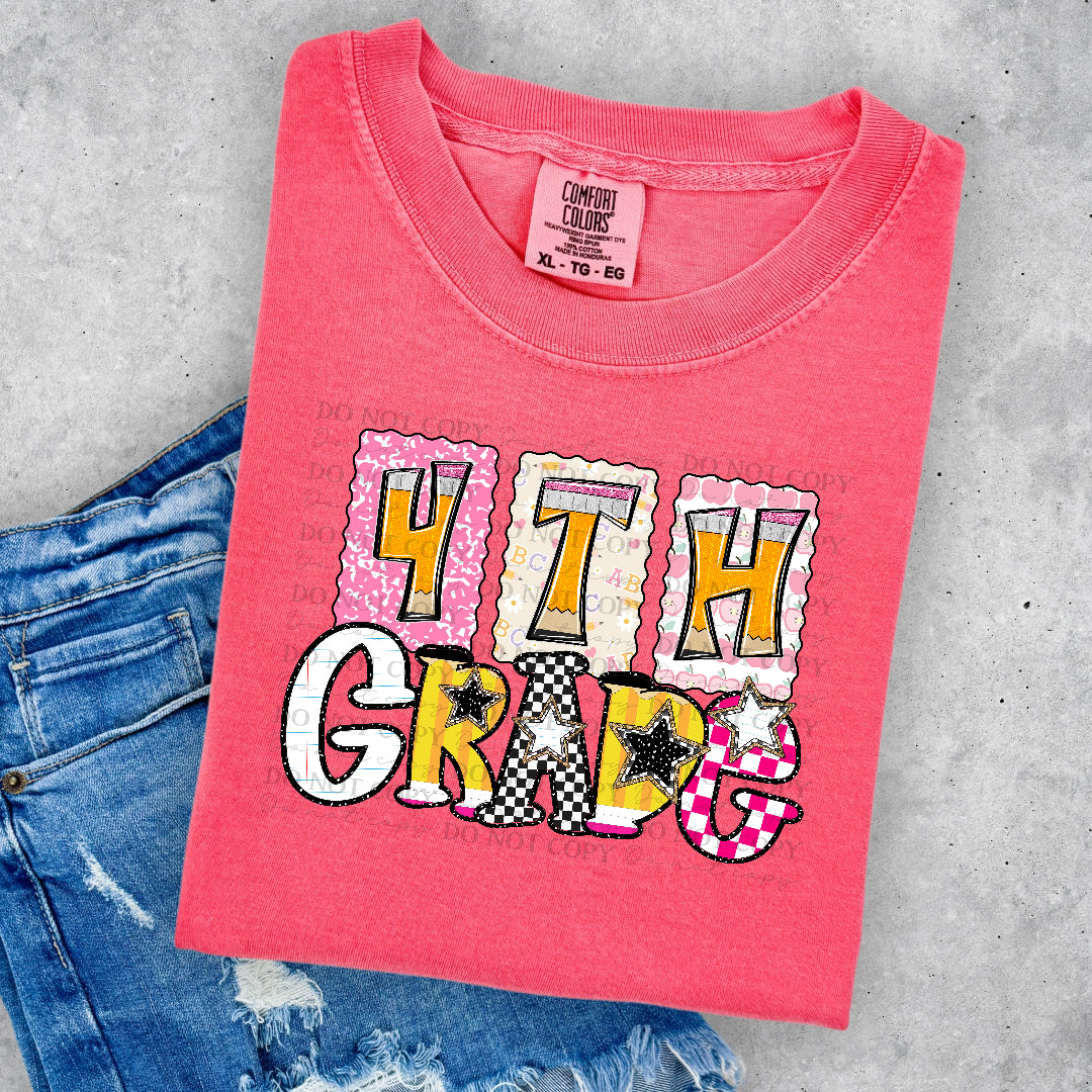 4th grade pencil frames (DKD) DTF Transfer