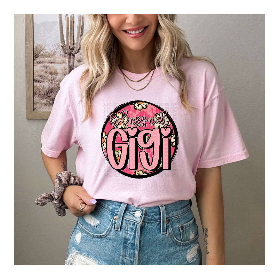 Blessed gigi floral pink circle (OHDD) dtf transfer