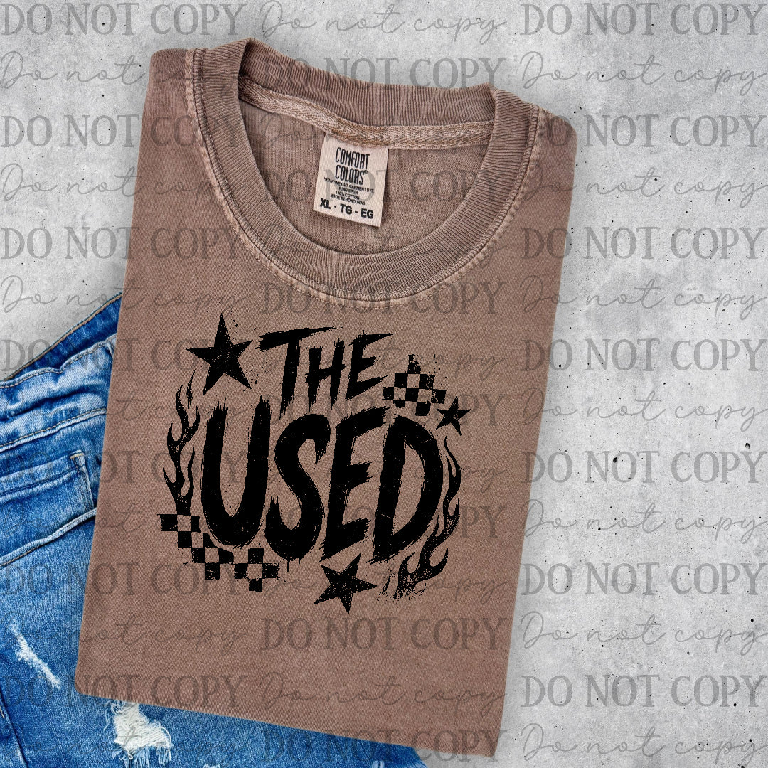 The used - checkered back ground (Lyttle) DTF Transfer