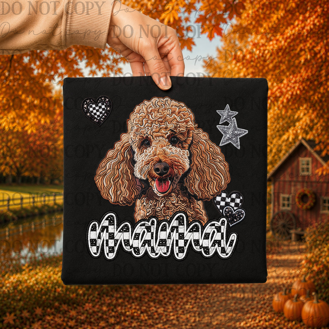Poodle dog mama with checkered and stars (DKDBK) DTF Transfer