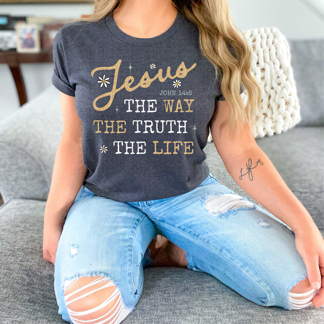 Jesus the way the truth the life daisies Sunday Special DTF transfer