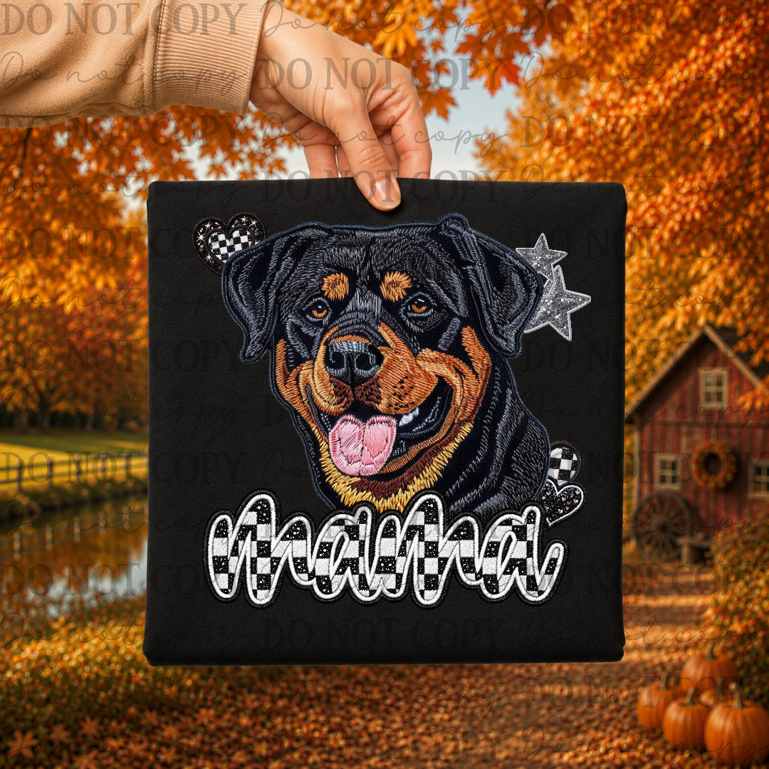 Rotwiller dog mama with checkered and stars (DKDBK) DTF Transfer