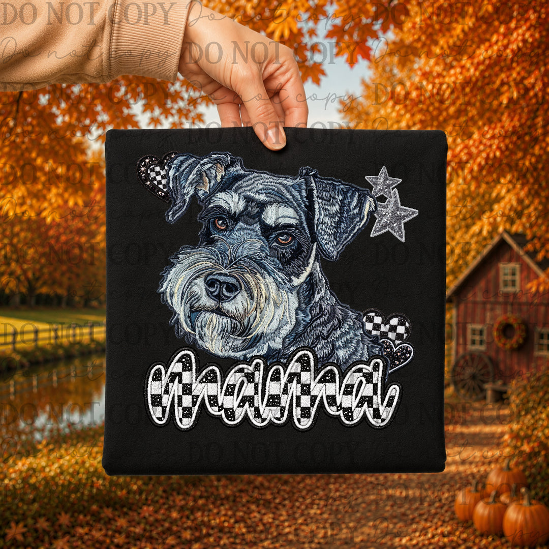 Schnauzer dog mama with checkered and stars (DKDBK) DTF Transfer