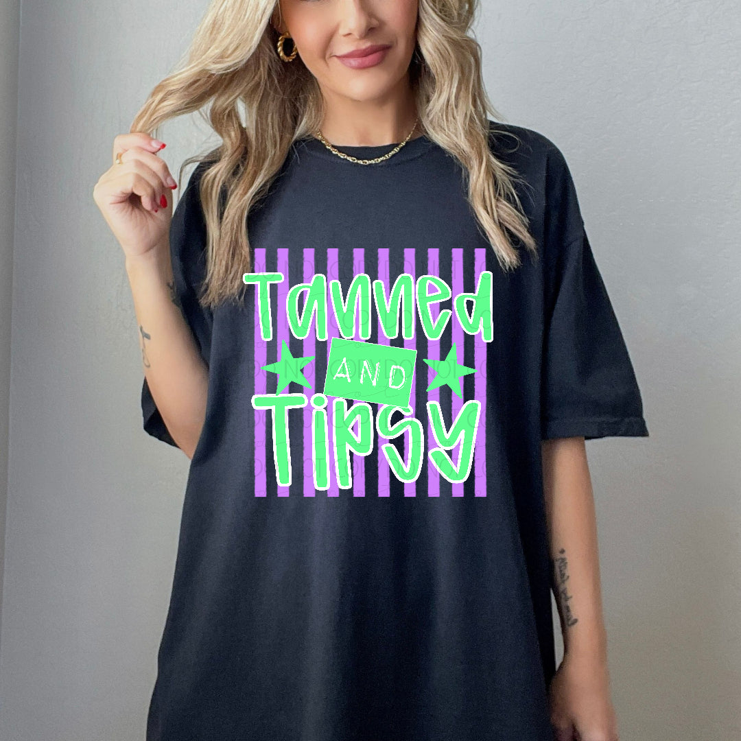 Tanned and tipsy green font (CMLD) DTF Transfer