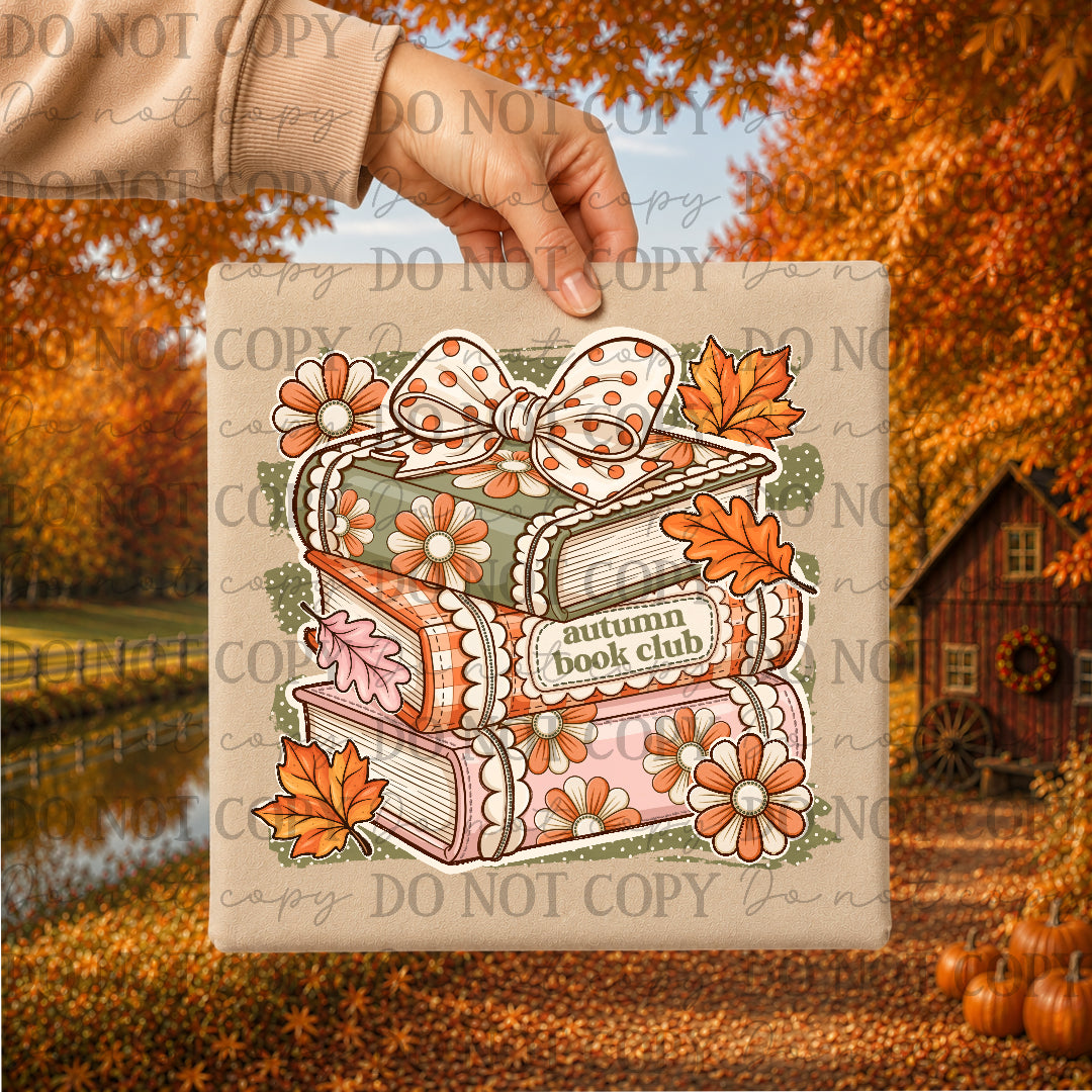 Autumn book club with bow (NBC) DTF Transfer