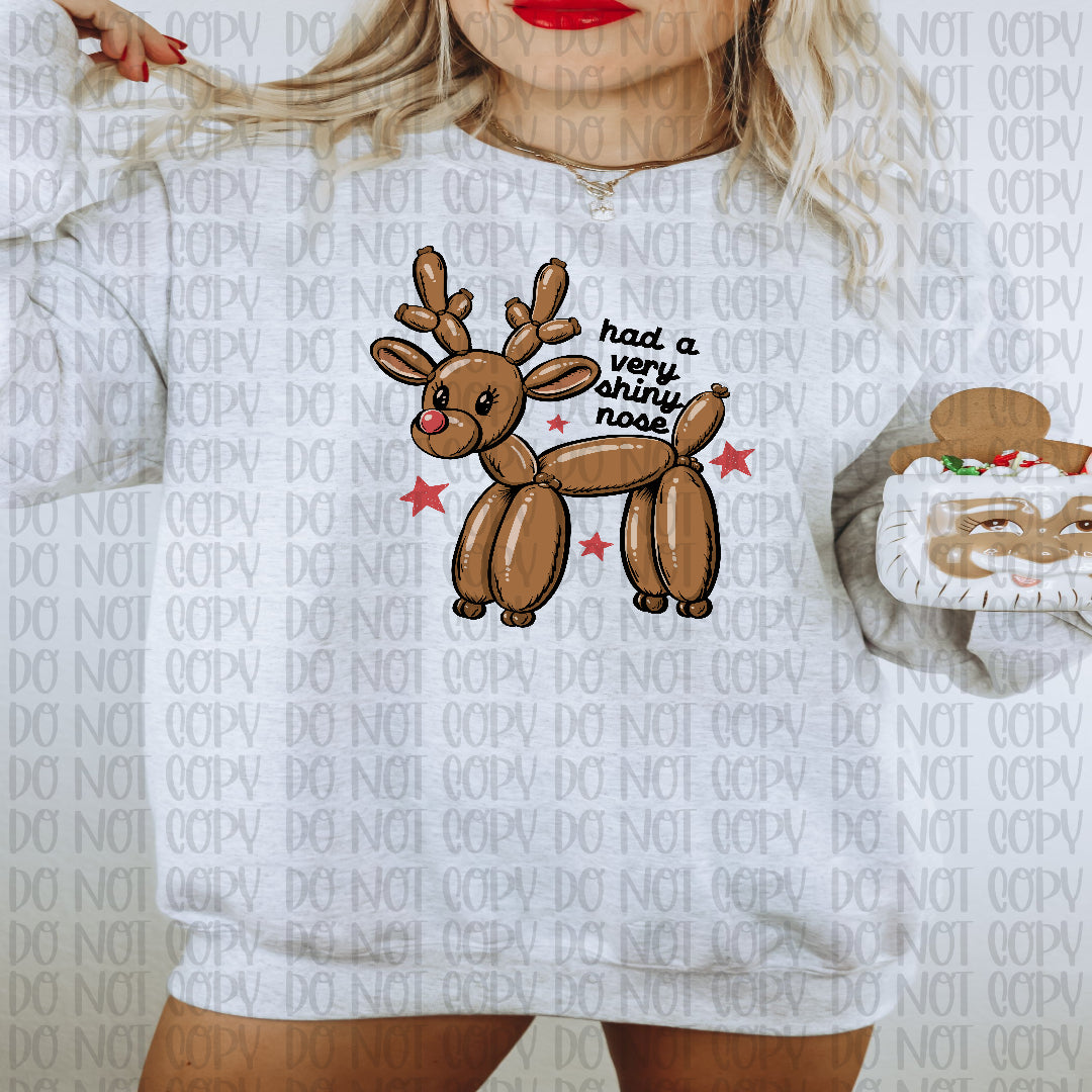 Deer with red nose - Had a very shiny nose (Scarlow) DTF Transfer