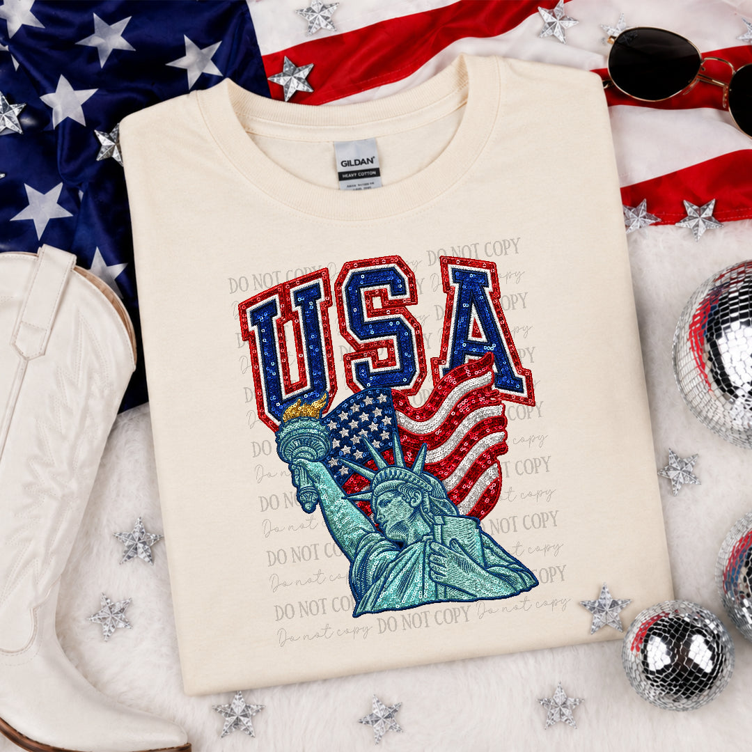 Faux sequins USA lady liberty (Crafti) DTF Transfer