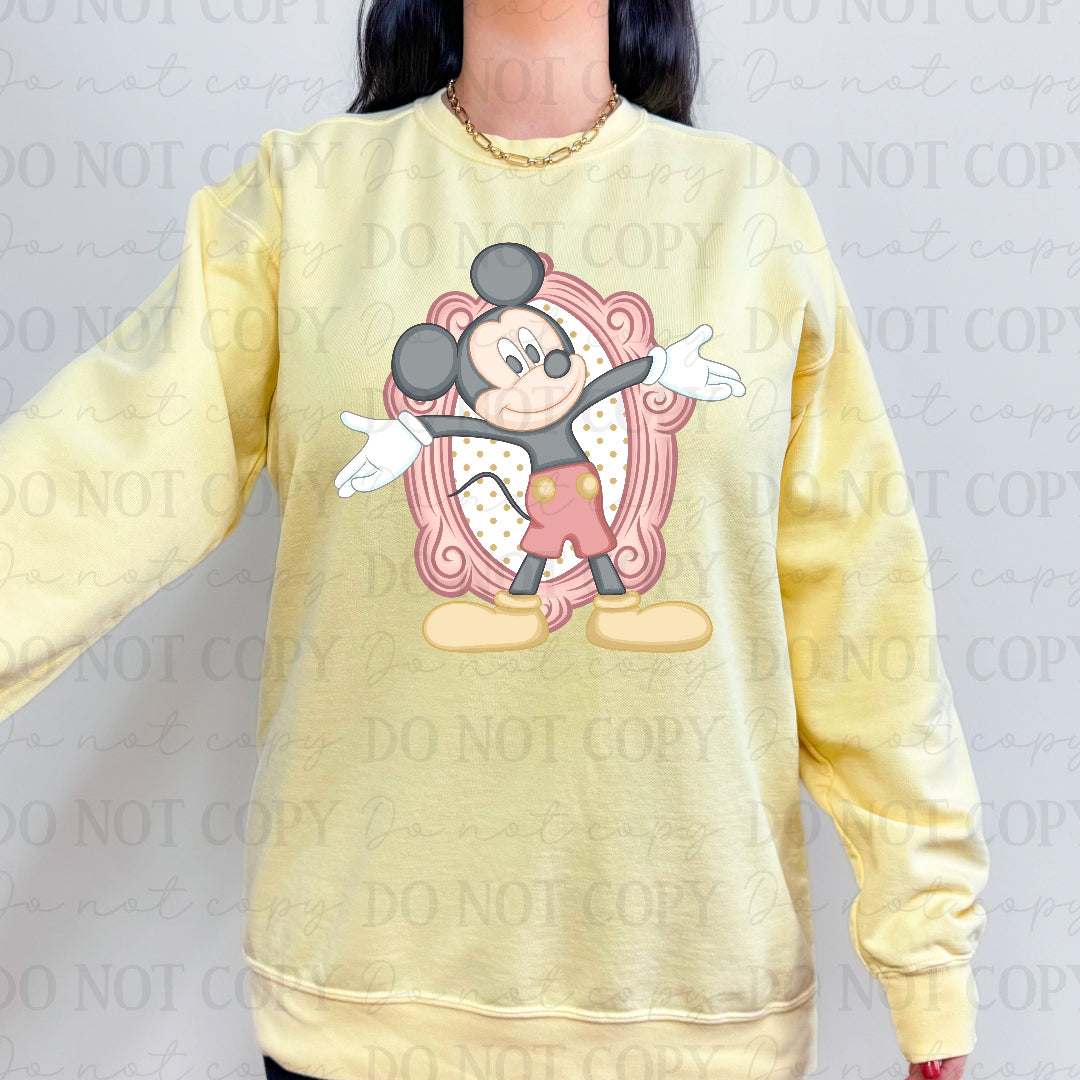 Boy mouse vintage oval frame (OHDD) DTF transfer
