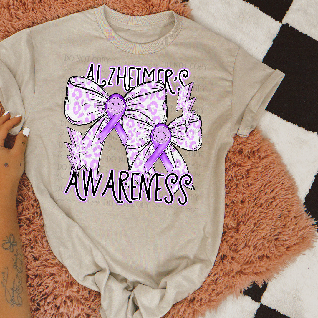 Alzhemer's awareness purple bows (C's) DTF Transfer
