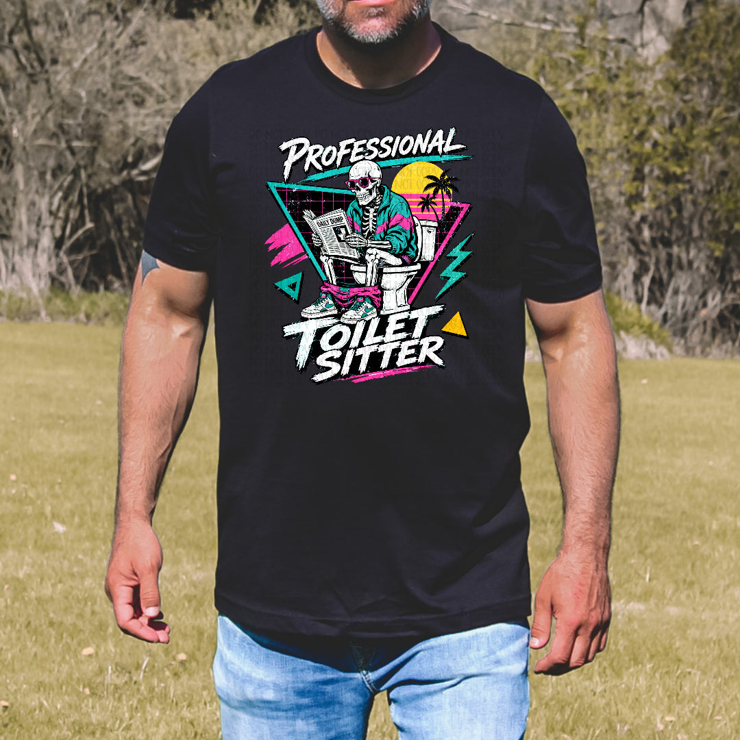 Professional toilet sitter with newspaper (Crafti) DTF Transfer