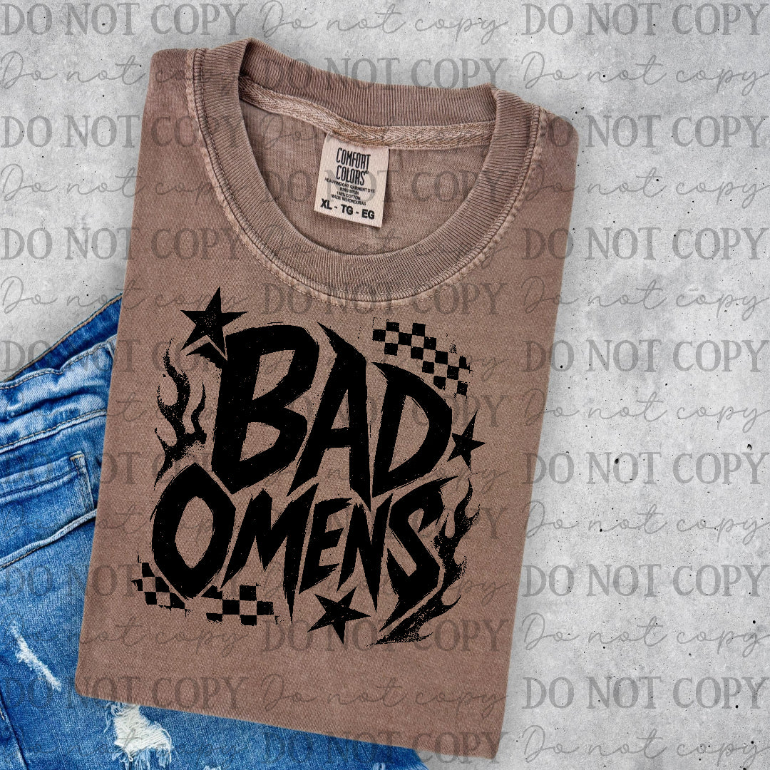 Bad omens - checkered back ground (Lyttle) DTF Transfer