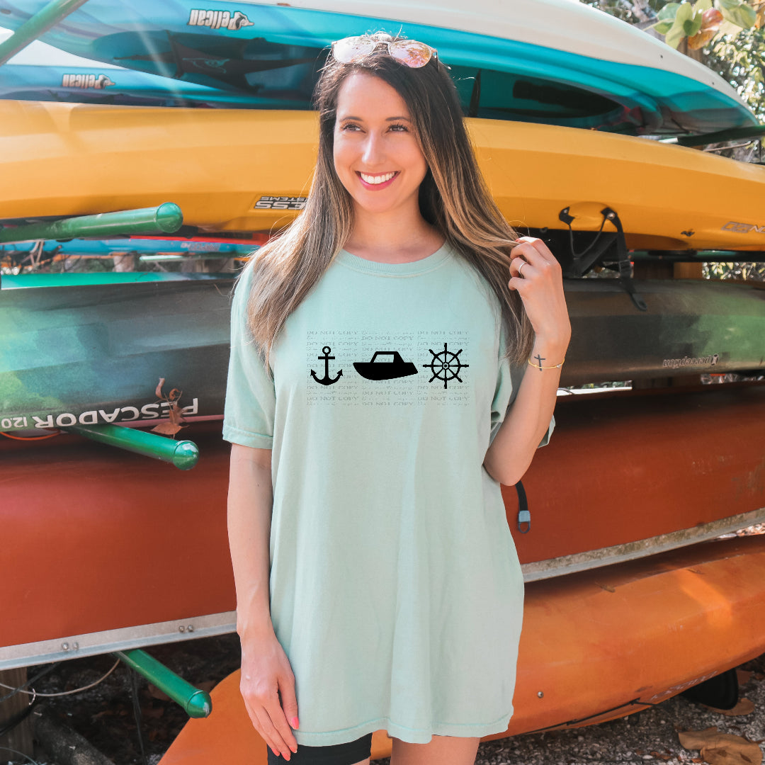 Anchor boat and wheel BLACK (Wildflower) DTF Transfer