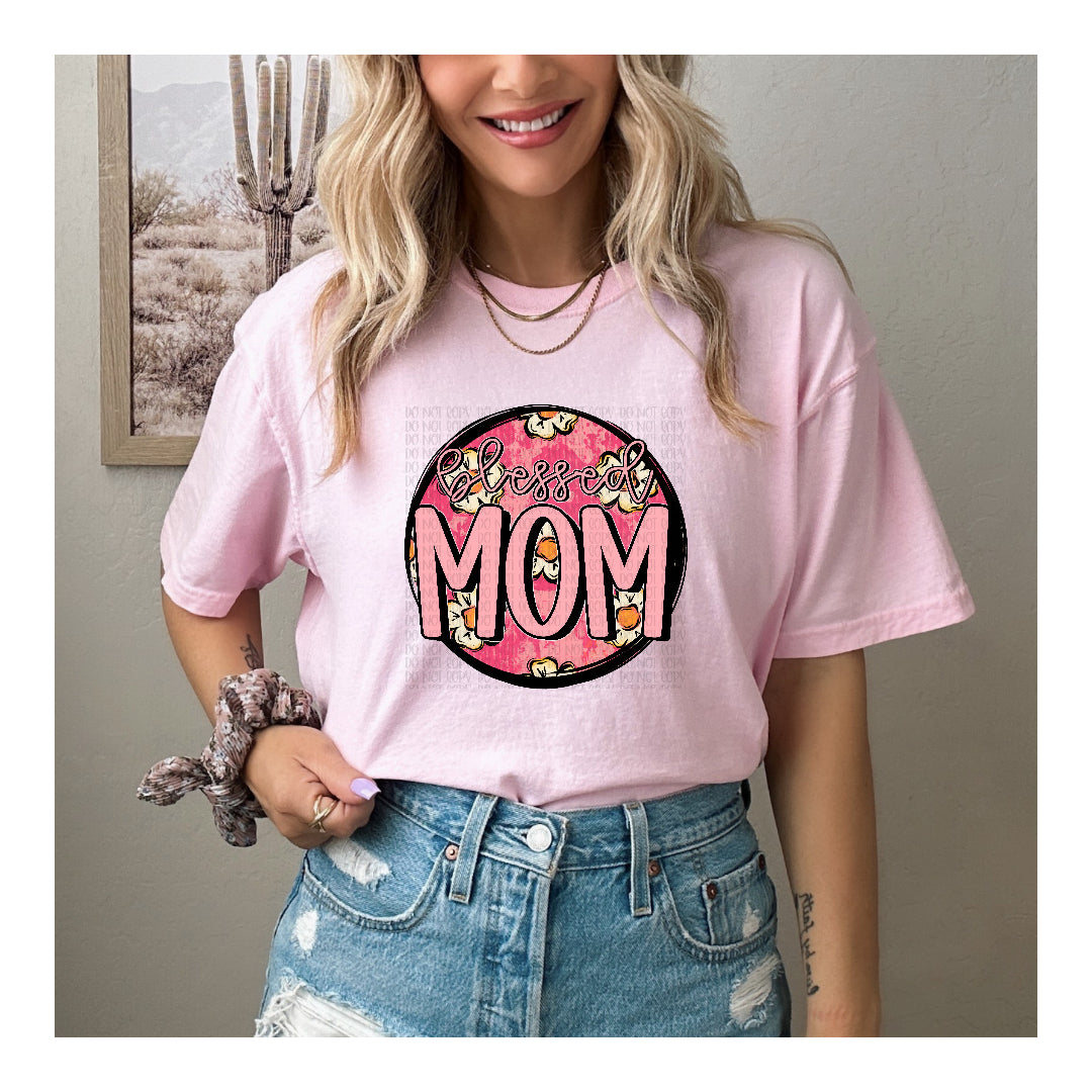 Blessed mom floral pink circle (OHDD) dtf transfer