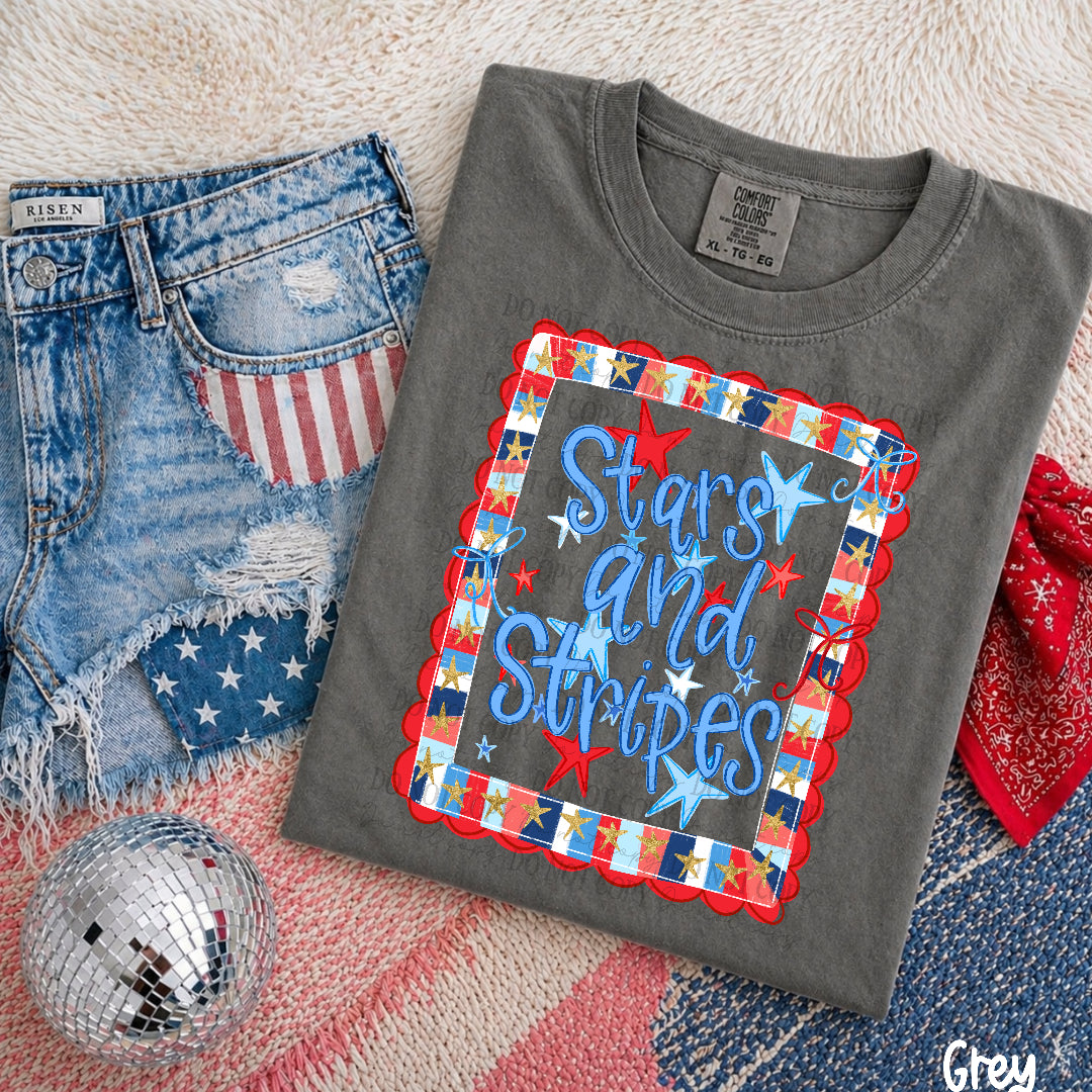 Stars and stripes patchwork frame (Carter) DTF Transfer