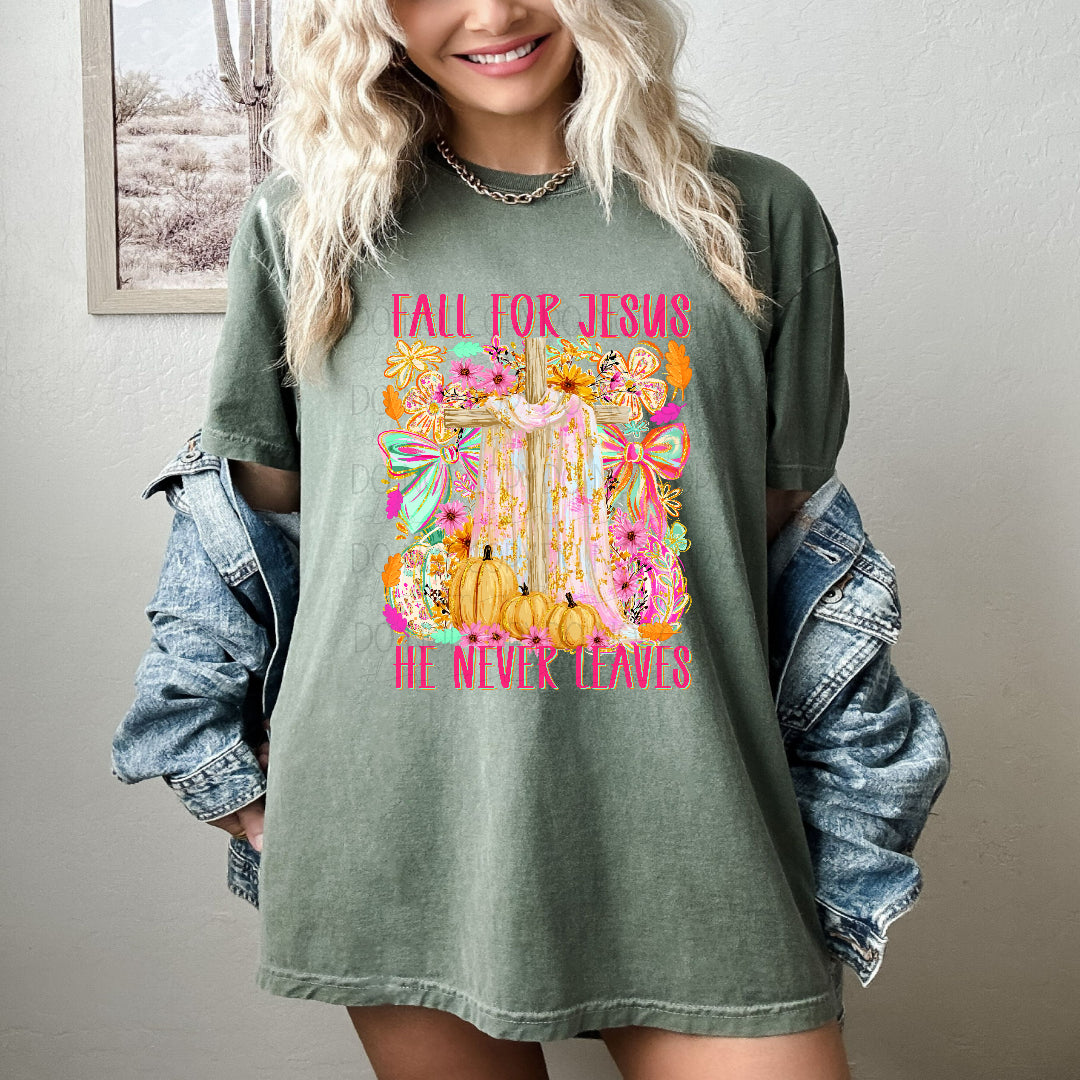 Fall for jesus cross, bows, florals (SSD) DTF Transfer