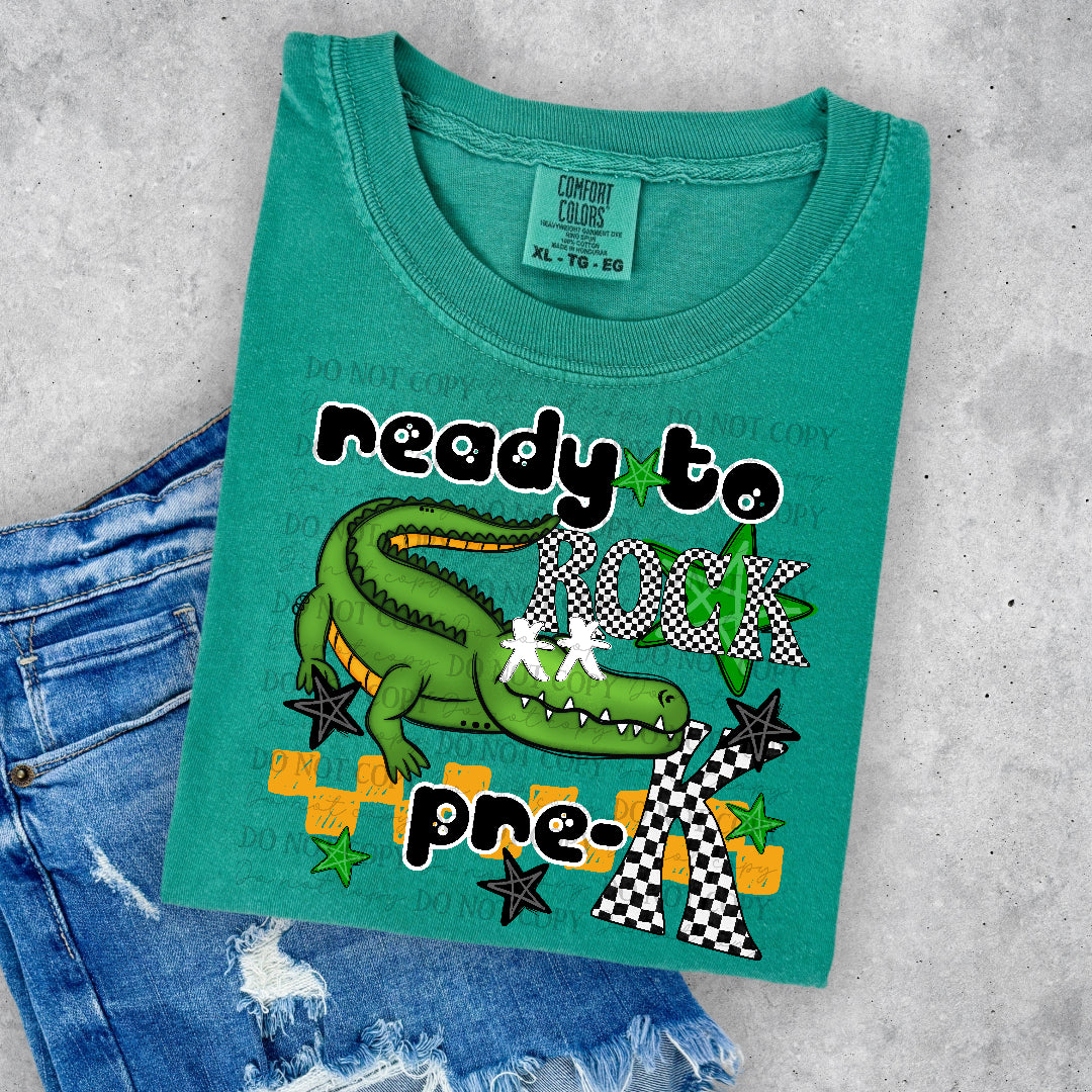 Ready to rock pre-k black words (DKD) DTF Transfer
