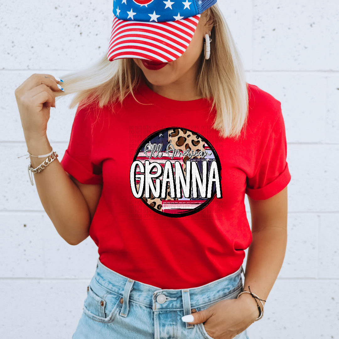 All American granna leopard circle (OHDD) DTF Transfer
