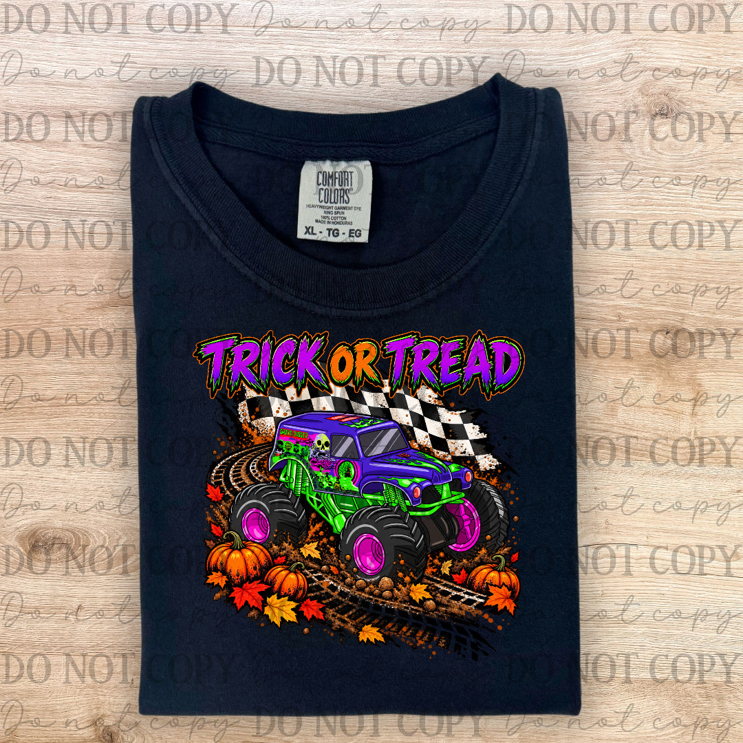 Trick or Tread monster truck with pumpkins (SDD) DTF Transfer