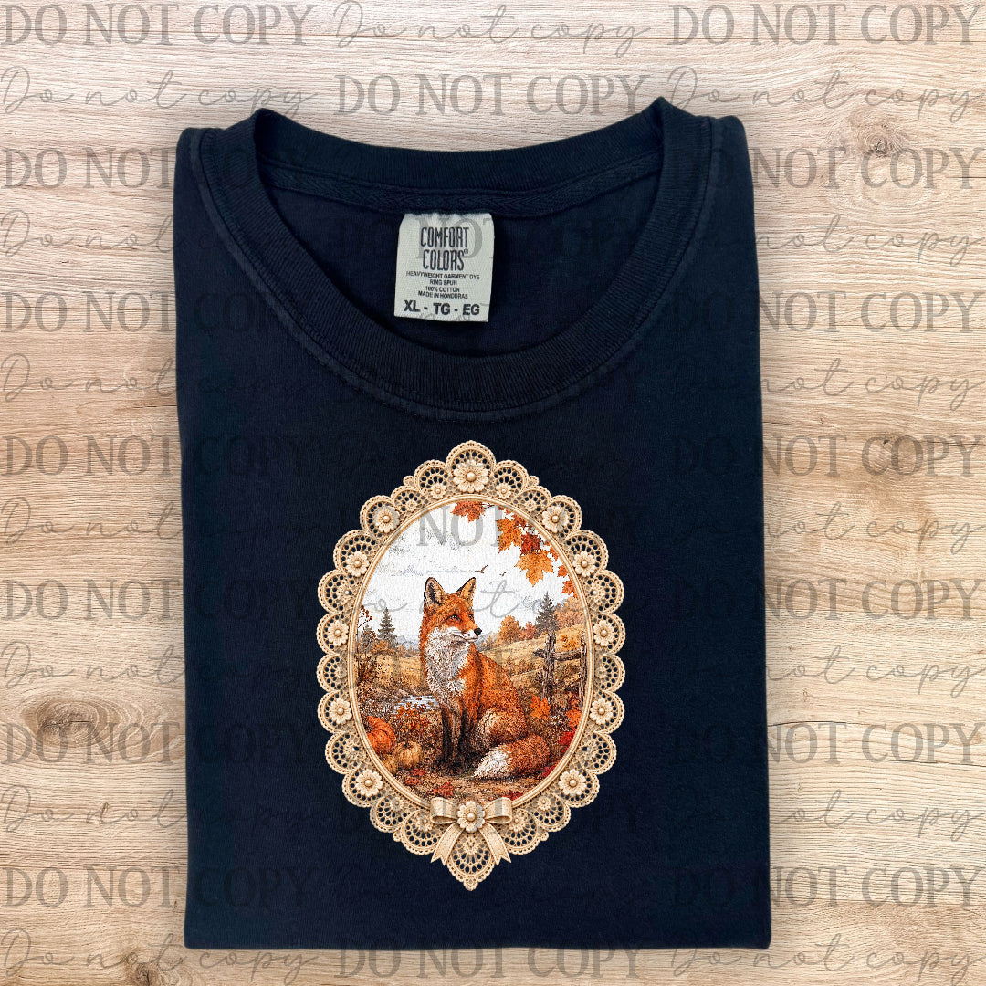 Fall fox in picture frame (ABD) DTF Transfer