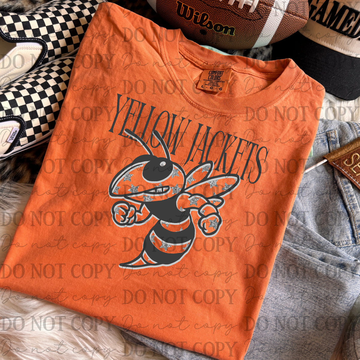 Yellow Jackets Glitter (Kayndi) DTF transfer