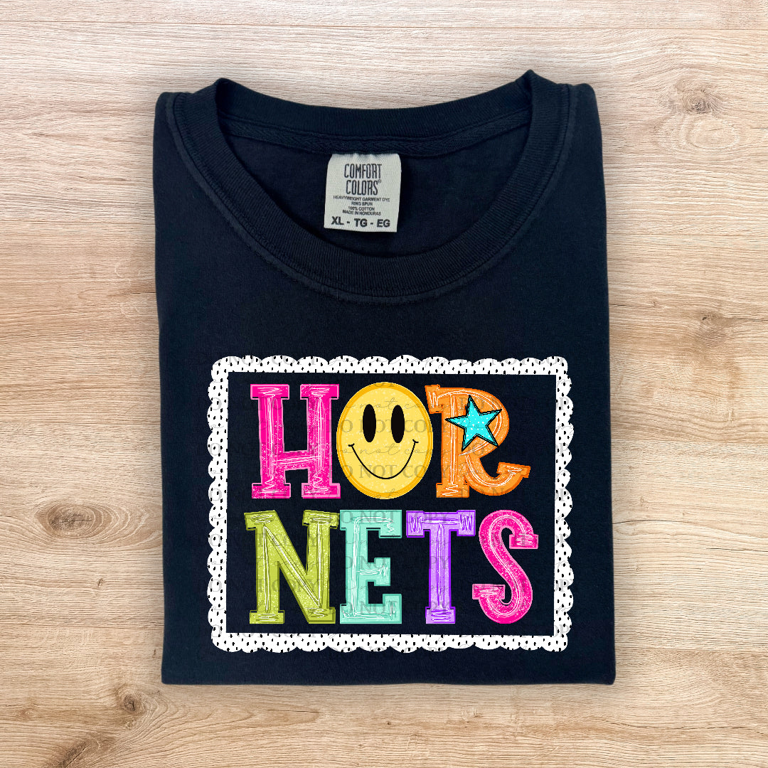 Hornets polka dot scalloped frame (Carter)DTF Transfer