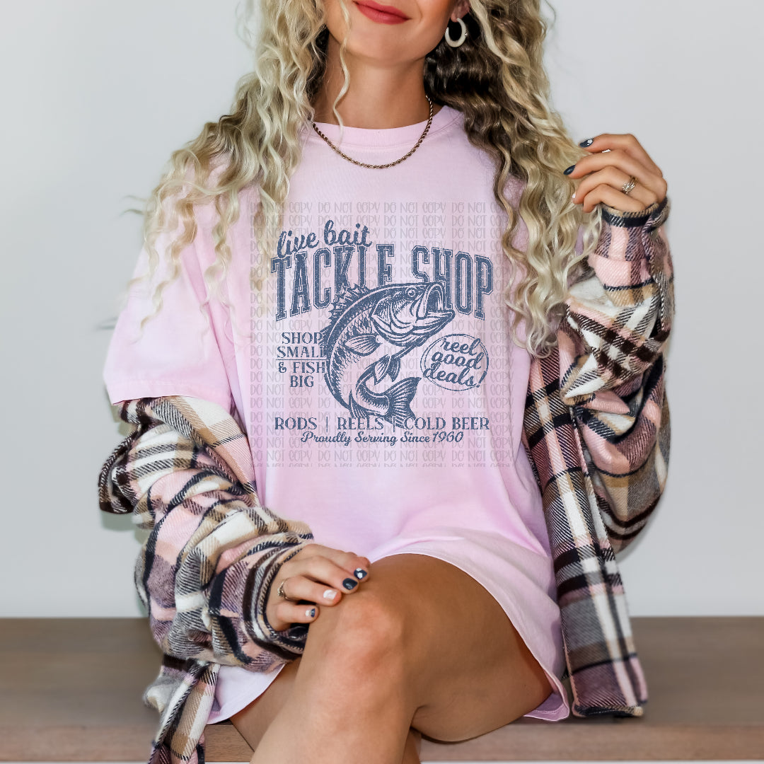 Live bait tackle shop blue (Scarlow) DTF Transfer