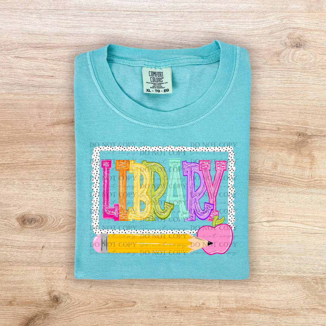 Library polka dot scalloped frame (Carter) DTF Transfer