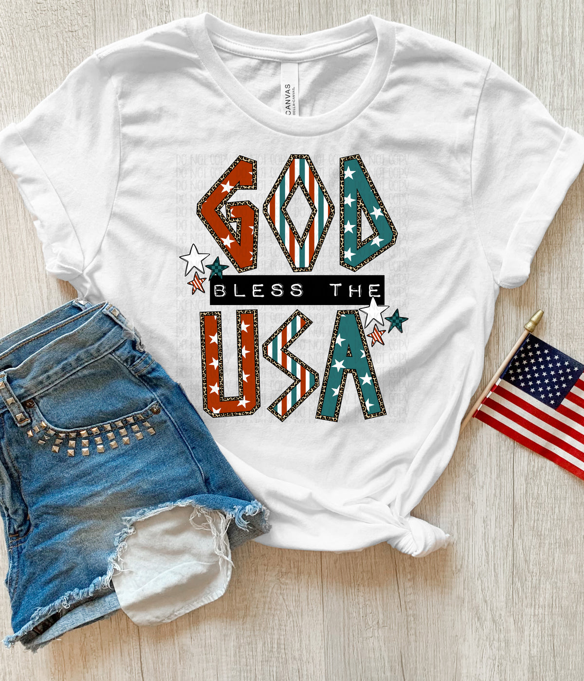 God bless the USA leopard outline (Carter) DTF Transfer