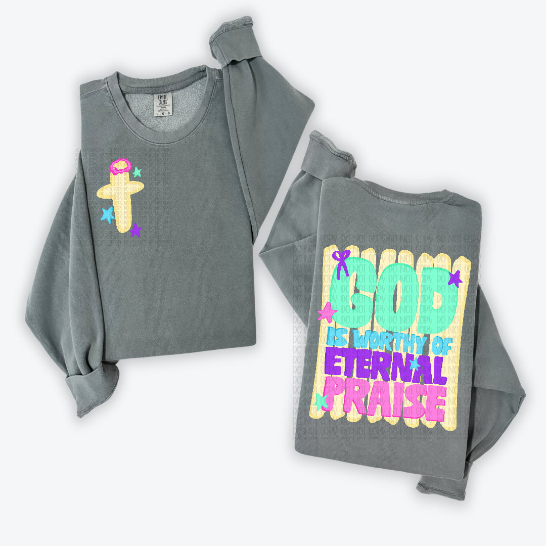 eternal praise cross FRONT ONLY (SSD) DTF transfer